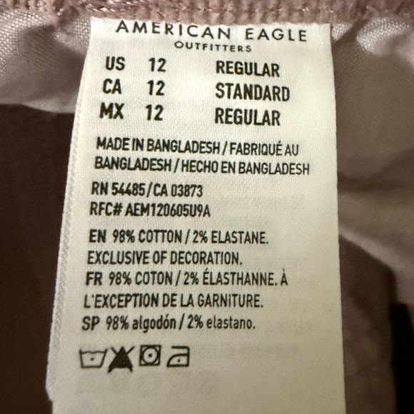 American Eagle Taupe/Mauve  Stretch Corduroy Pants size 12 - Picture 3 of 9